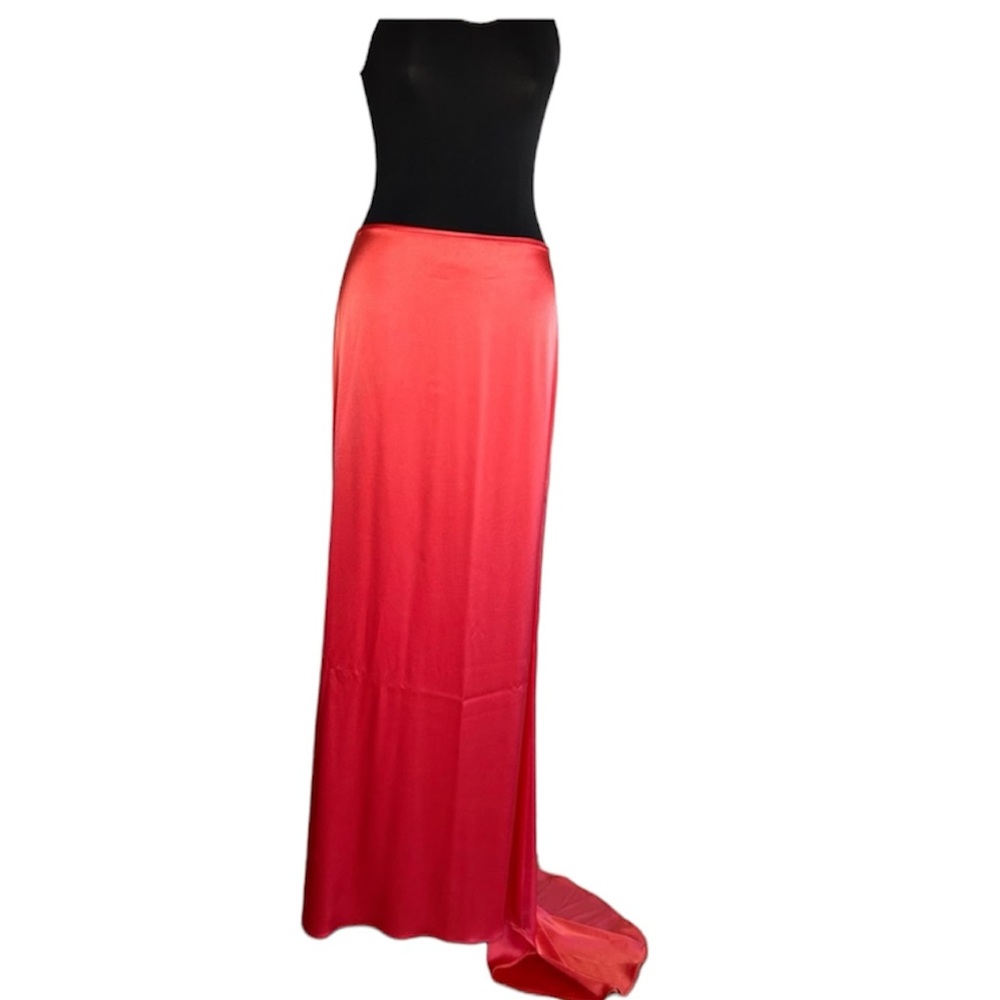 St.John Couture satin High low maxi skirt sz 14 orange